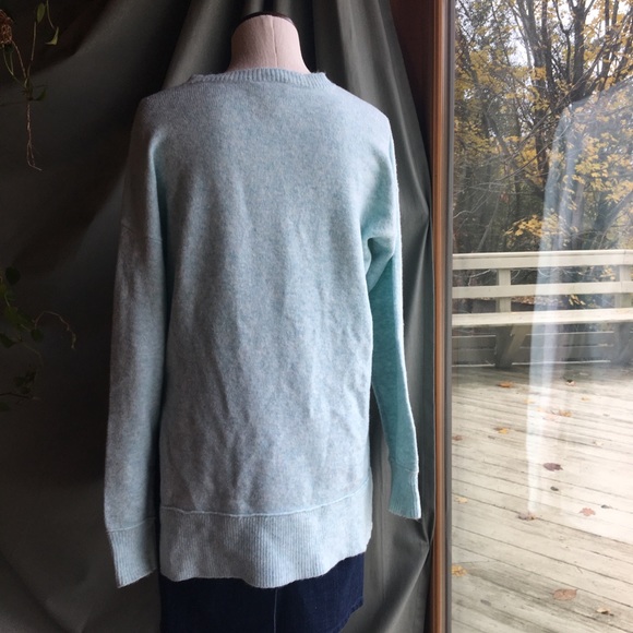 LOFT Wool Long Sweater Ice Blue Side Slit - Picture 8 of 8